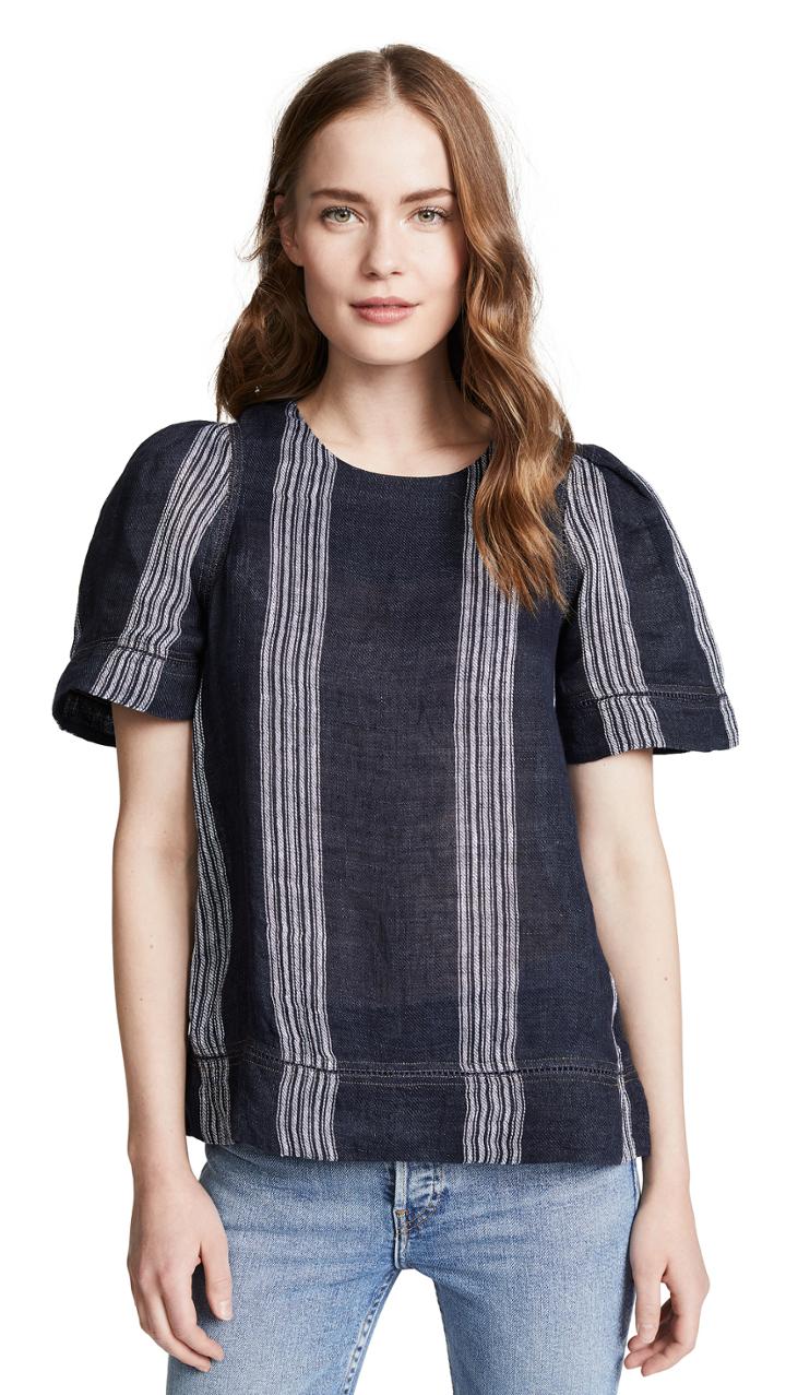 Sea Lyndee Linen Puff Sleeve Top