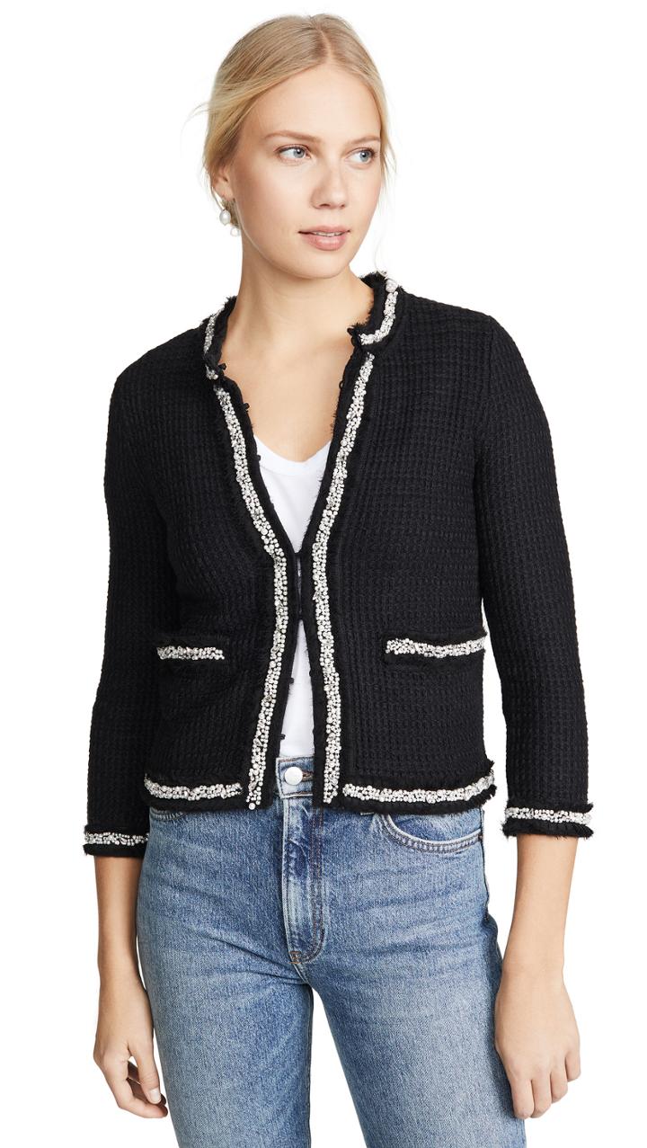 Alice Olivia Georgia Short Embellished Sweater Jacket