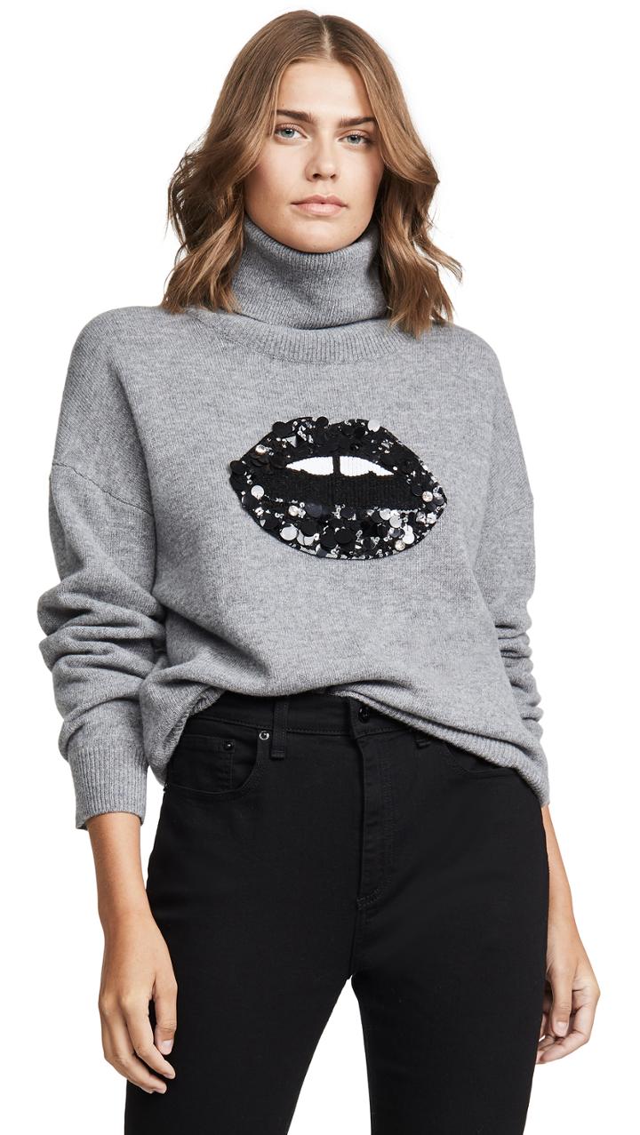 Markus Lupfer Elinor Sequined Lip Sweater