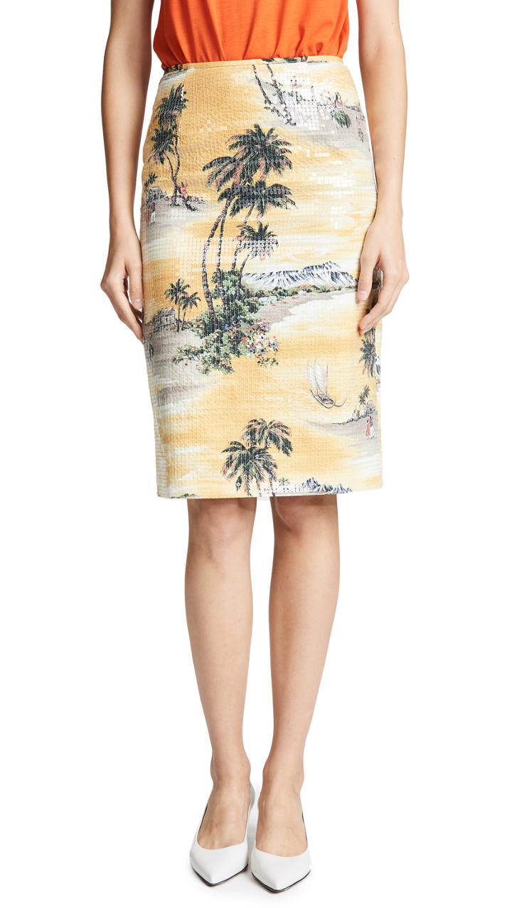Le Superbe Hawaiian Shine Pencil Skirt