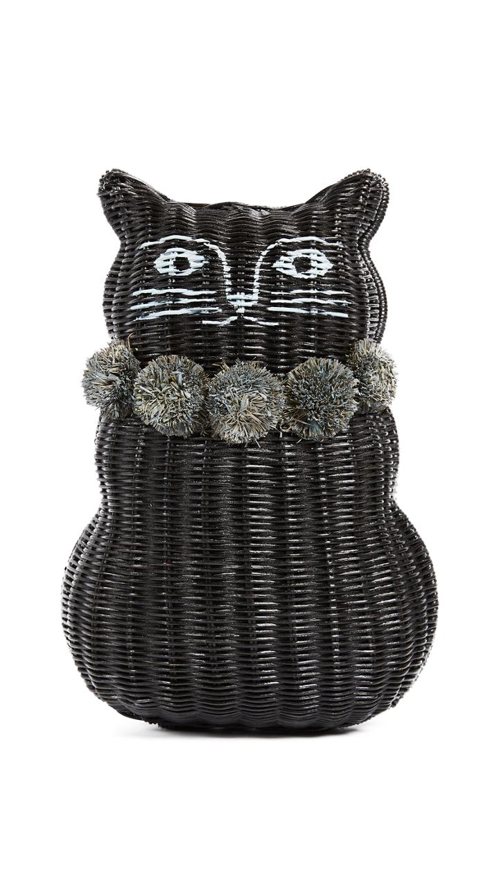 Serpui Marie Cat Wicker Clutch