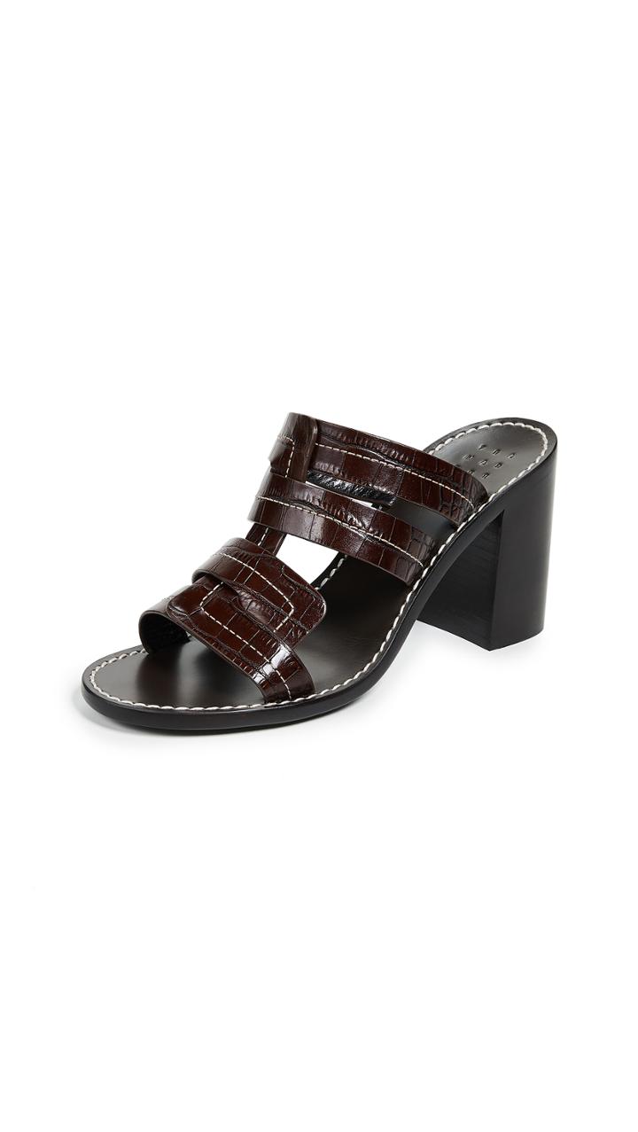 Trademark Interlock Faux Croc Heeled Sandals