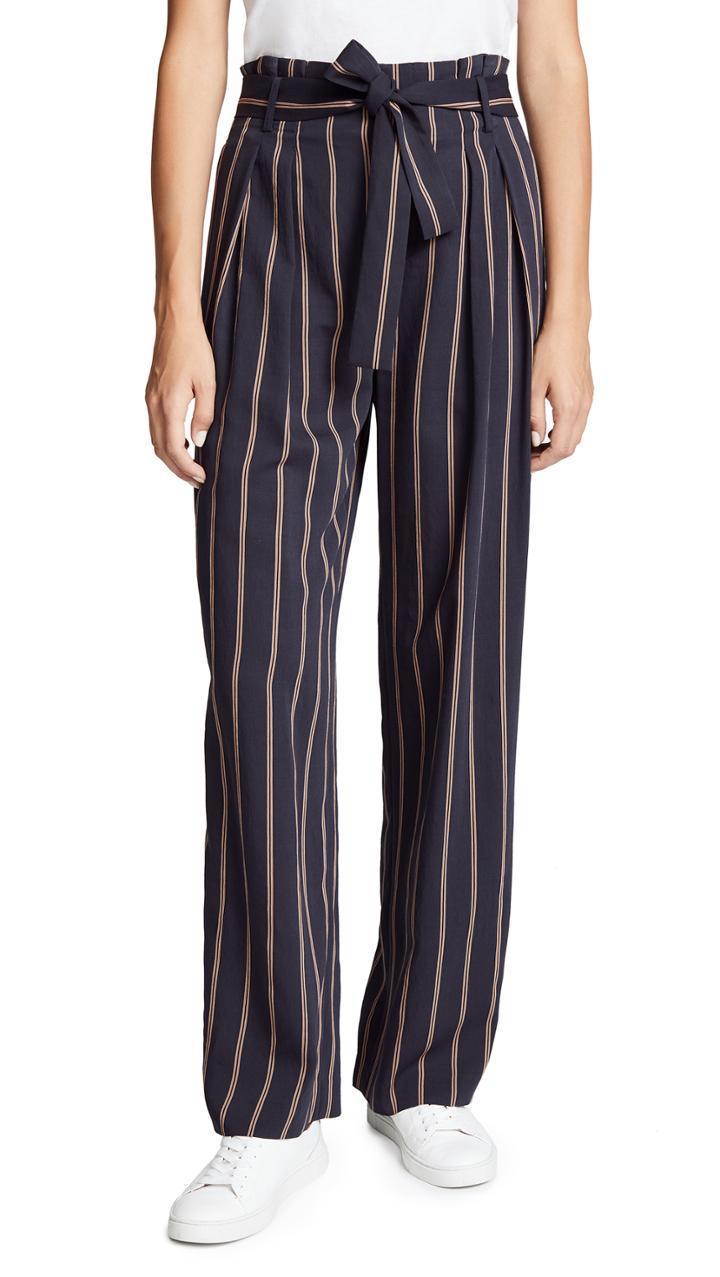 Vince Belted Stripe Wide Leg Pants