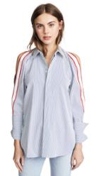Monse Raglan Snap Sleeve Stripe Shirt