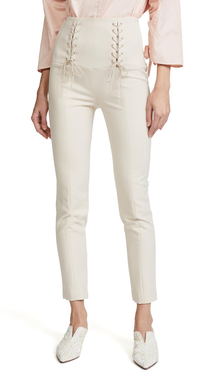 Tibi High Waisted Skinny Tie Pants