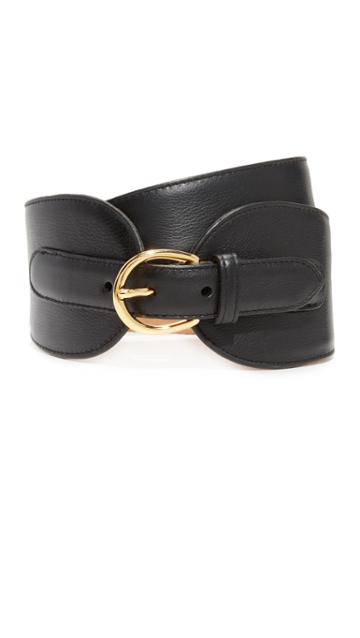 W Kleinberg Wide Leather Double Tab Belt