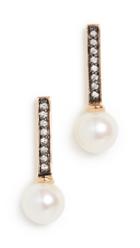 Sorellina 18k Diamond Pearl Stick Studs