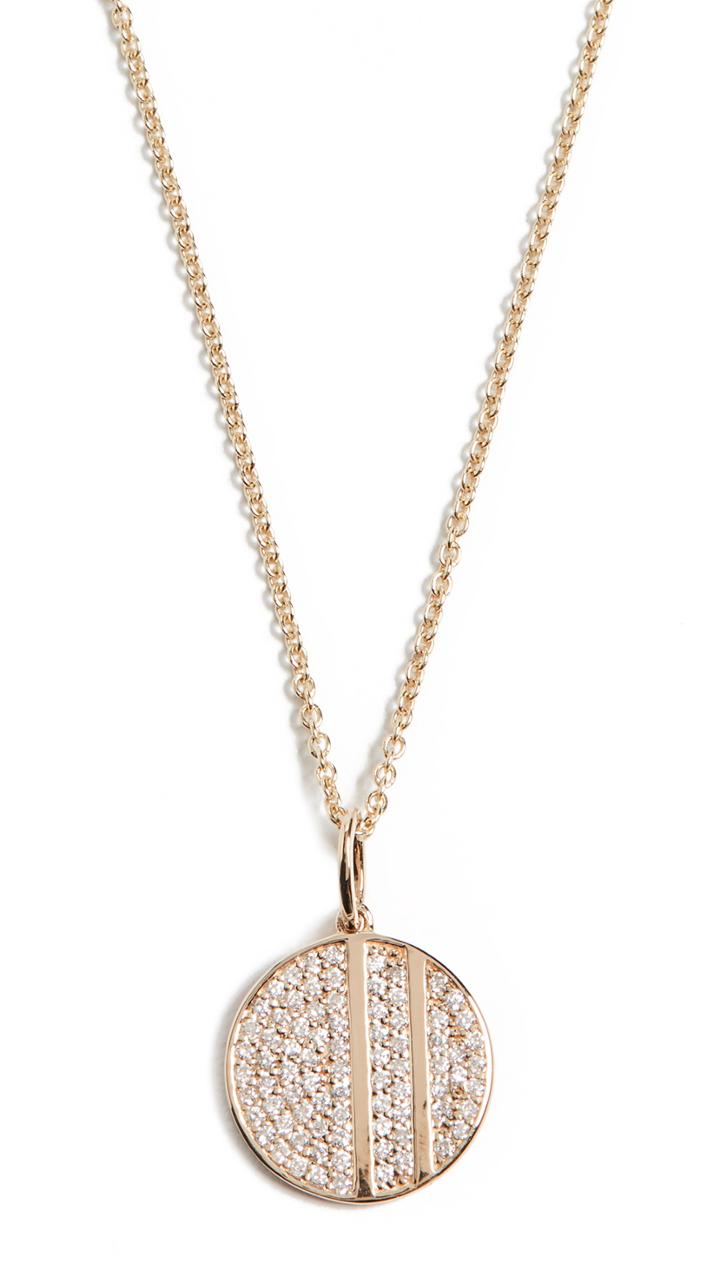 Sydney Evan 14k Small Pave Disc Necklace