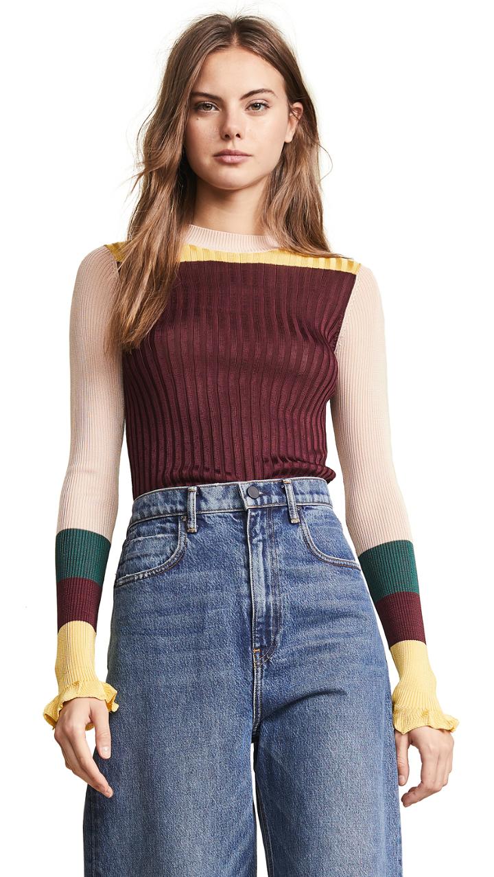Scotch Soda Maison Scotch Rib Knit Color Blocked Pullover