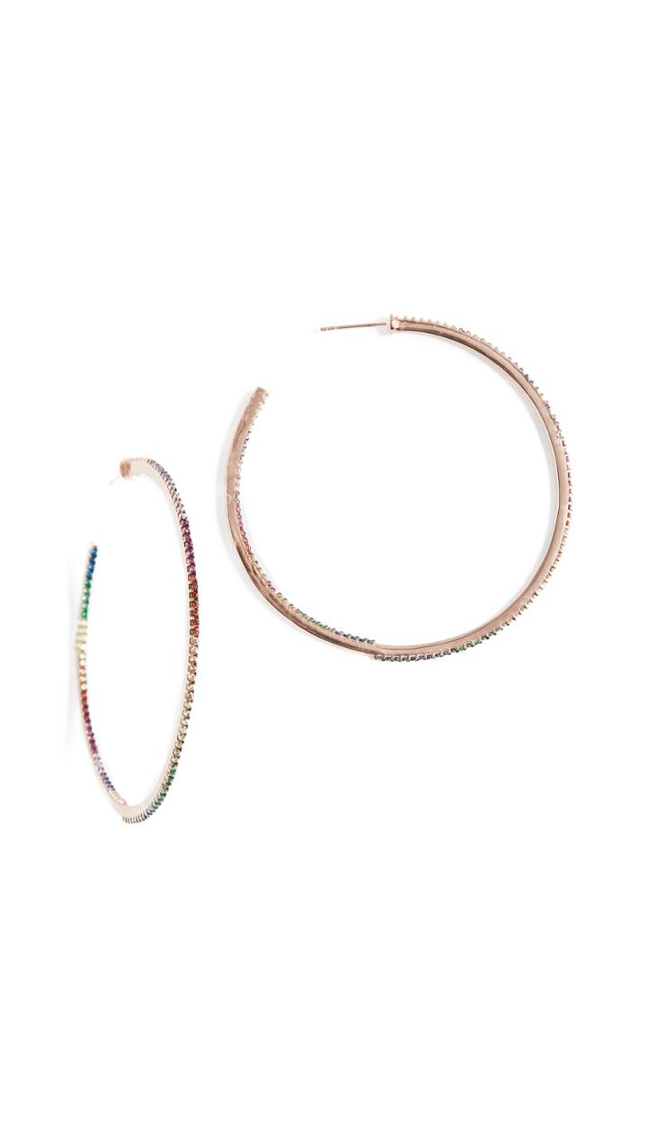 Shashi Rainbow Pave Hoop Earrings