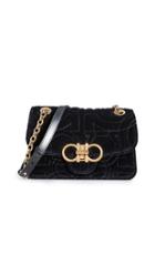 Salvatore Ferragamo Gancino Quilting Velvet Shoulder Bag