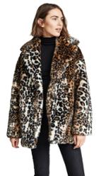 Pam Gela Leopard Faux Fur Coat