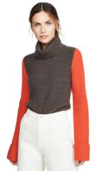 Autumn Cashmere Cuffed Colorblock Cashmere Pullover