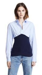 Cedric Charlier Two Tone Button Down Top