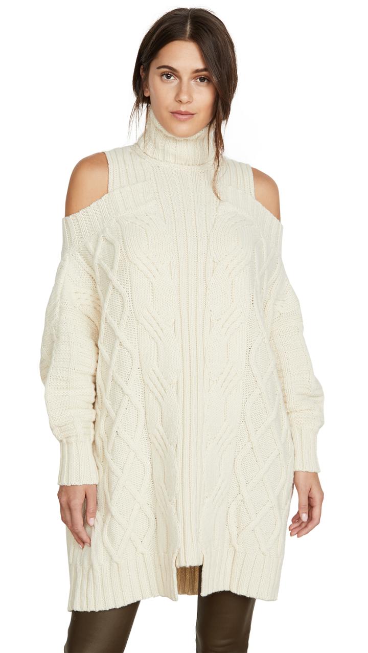 Monse Cold Shoulder Fisherman Sweater