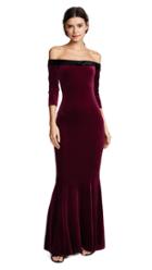 Norma Kamali Velour Fishtail Gown