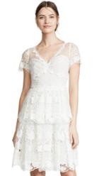Marchesa Notte Floral Eyelet Tiered Cocktail Dress