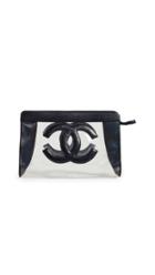 What Goes Around Comes Around Chanel Navy Vinyl Pouch