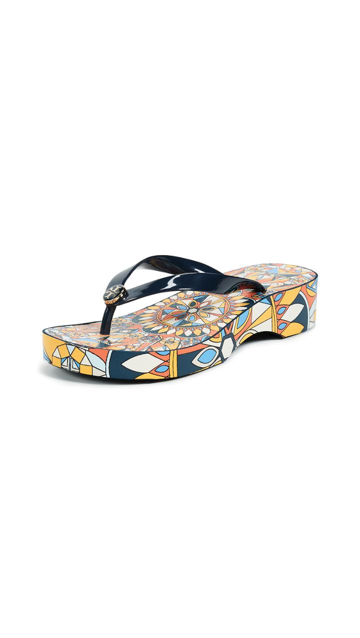 Tory Burch Cut Out Wedge Flip Flops