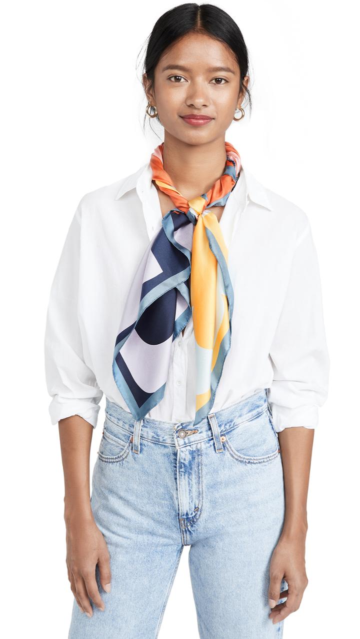 Tory Burch Logo Silk Square Scarf