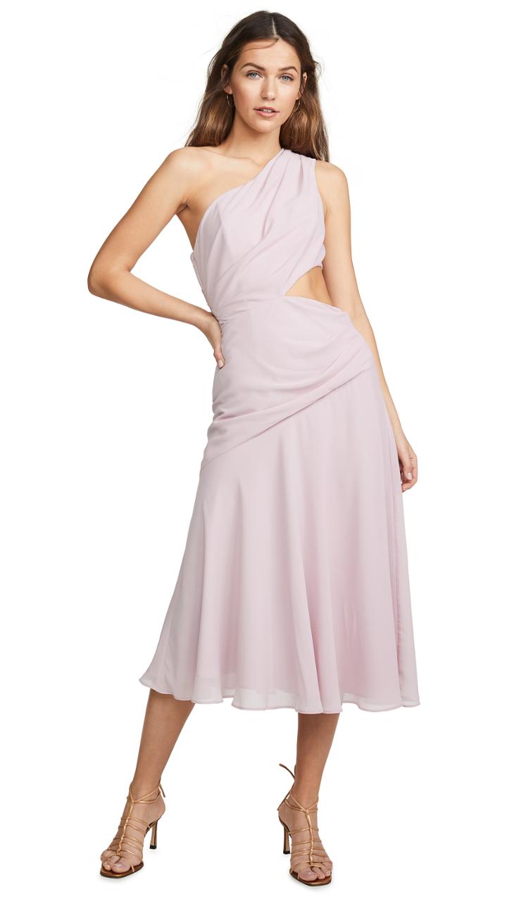 Fame And Partners One Shoulder Draped Dress