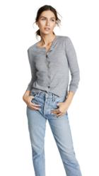 Tory Burch Merino Logo Button Crew Neck Cardigan