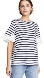 Clu Stripe T Shirt With Ruffles