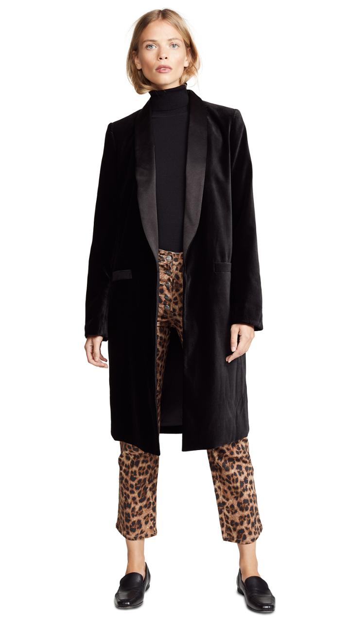 Alice Olivia Kylie Long Velvet Jacket