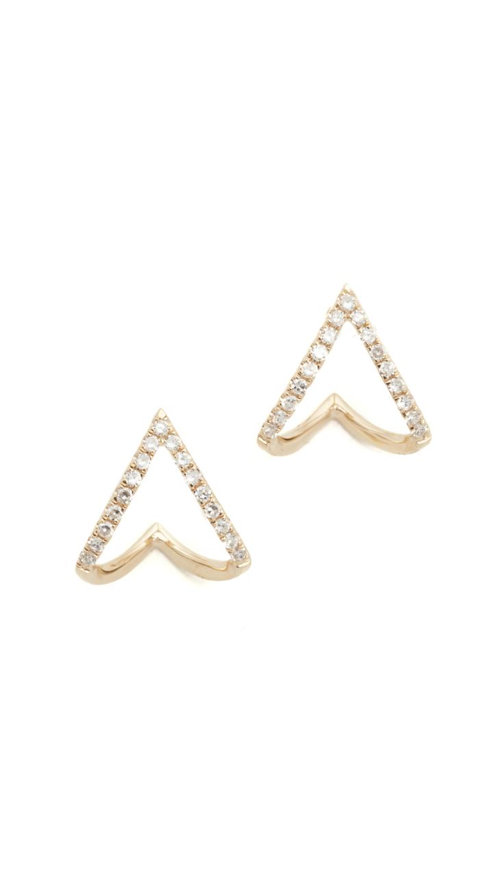 Ef Collection 14k Gold Diamond Mini Chevron Wrap Stud Earrings