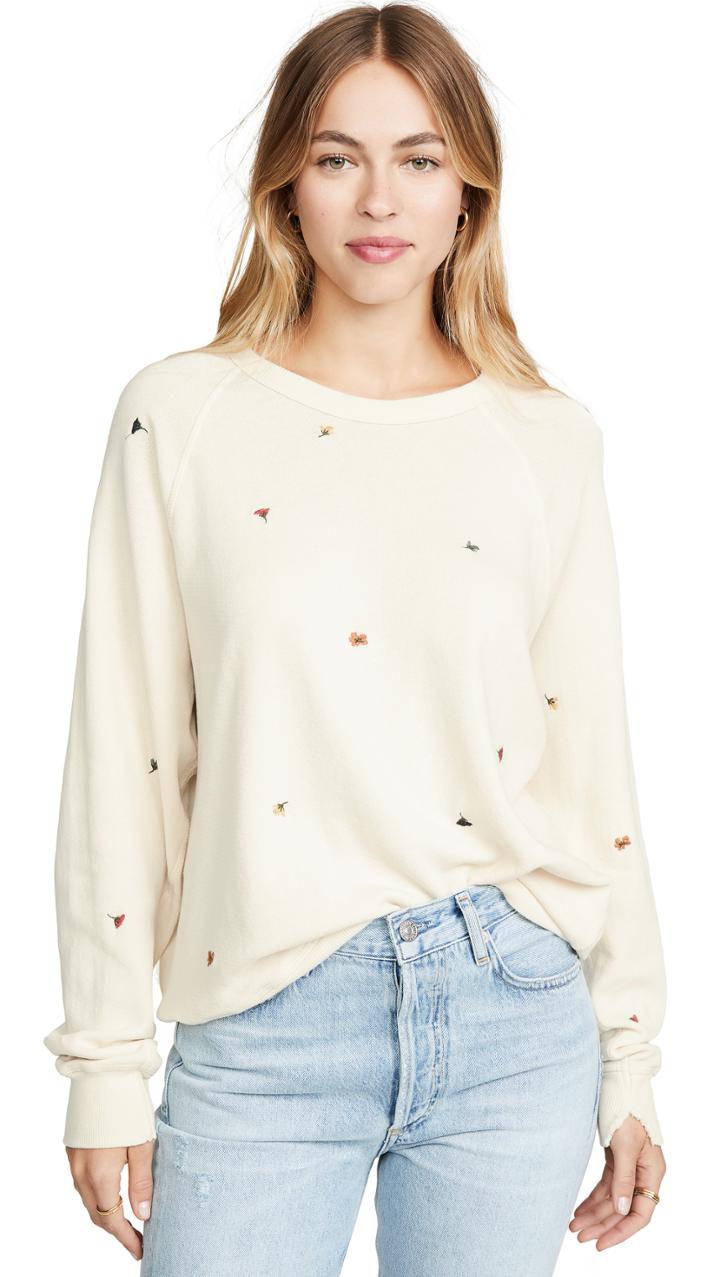 The Great The College Sweatshirt With Multi Poppy Embroidery
