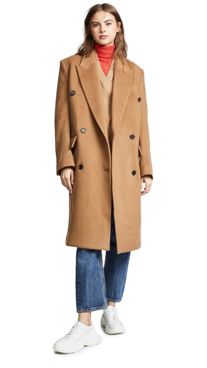 Pushbutton Double Breasted Coat