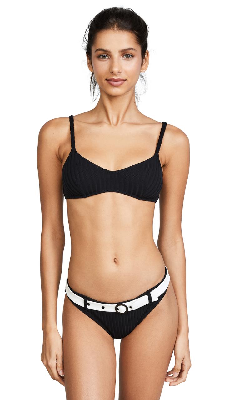 Solid Striped The Rachel Rib Bikini Top