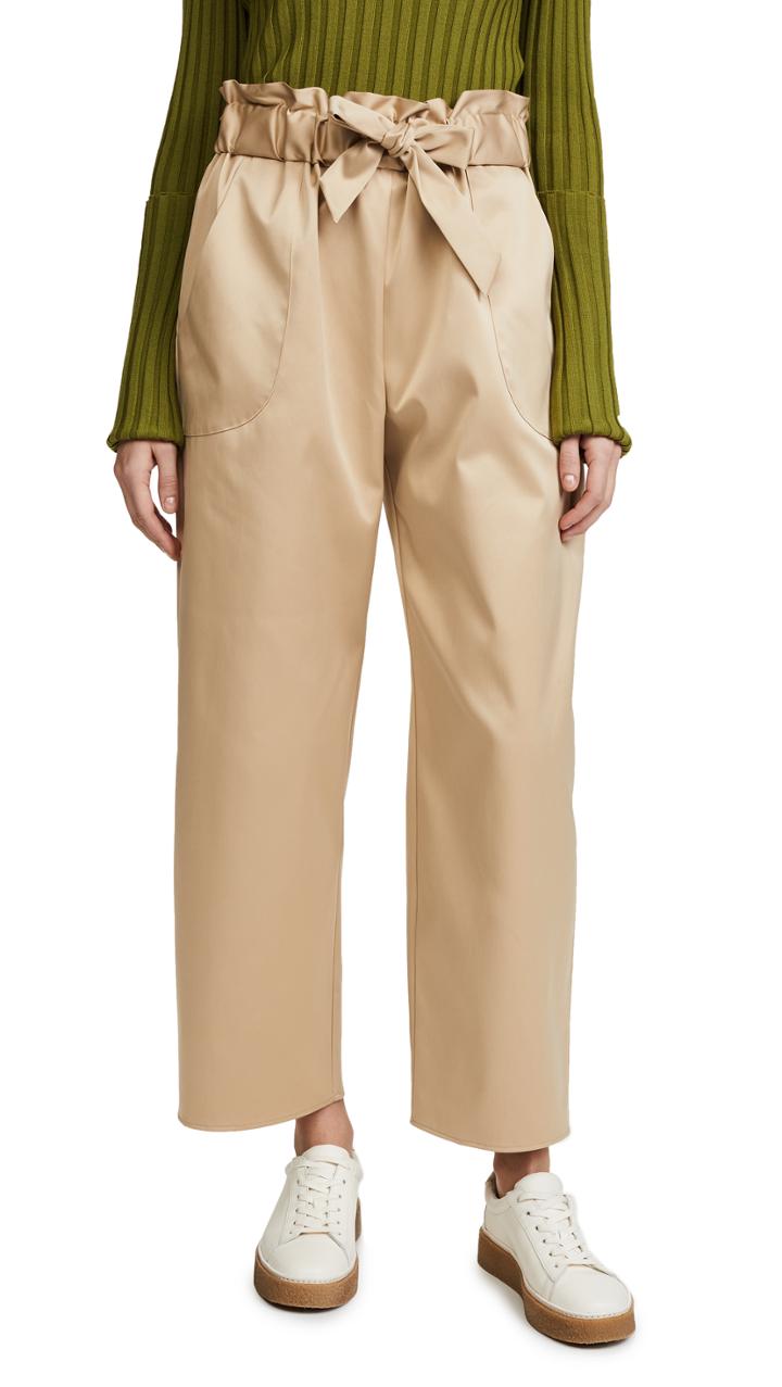 Milly Satin Gathered Kori Pants