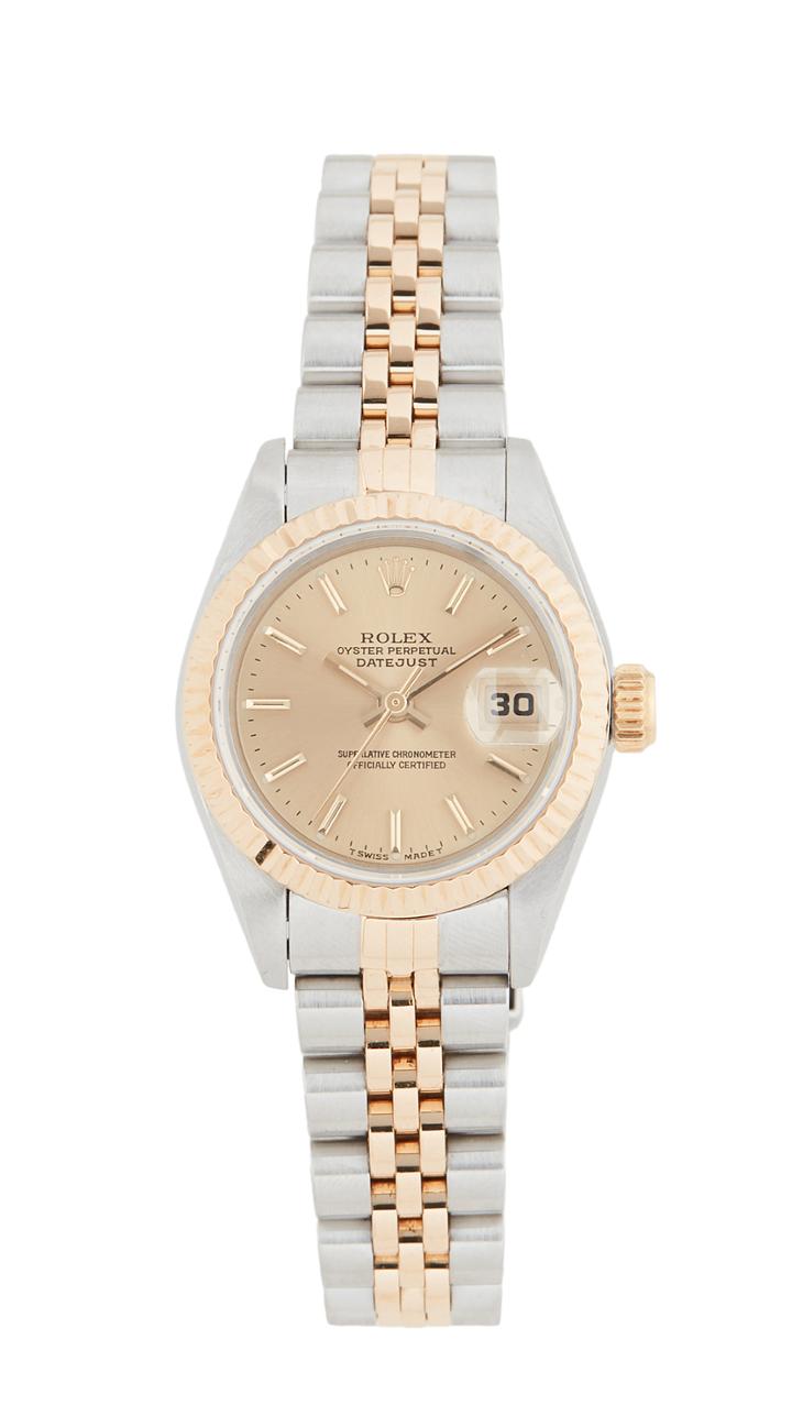 Pre Owned Rolex Ladies Rolex Champagne Stk Dial Fluted Bezel Jubilee Band