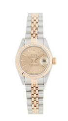Pre Owned Rolex Ladies Rolex Champagne Stk Dial Fluted Bezel Jubilee Band