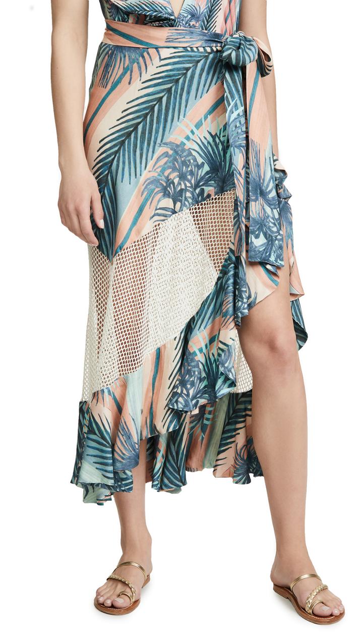 Patbo Sunset Stripe Mesh Wrap Skirt