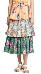 Stella Jean Tiered Mixed Print Skirt