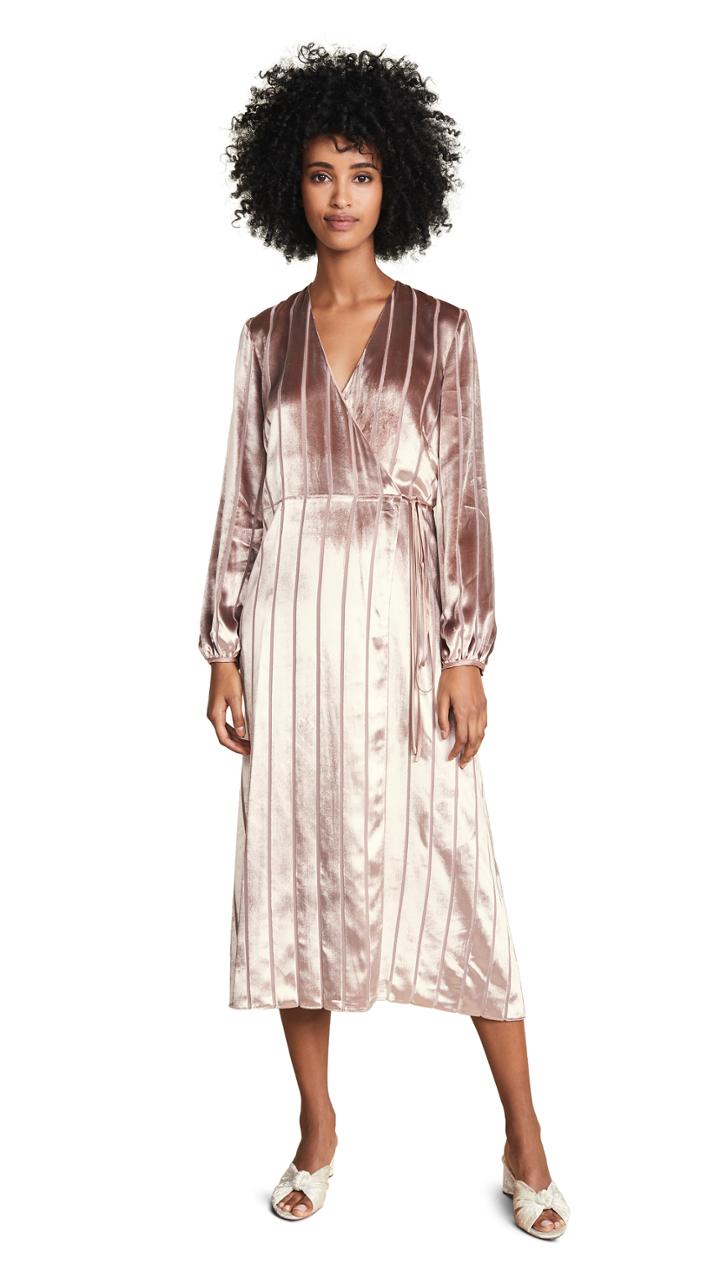 Michelle Mason Long Sleeve Wrap Velvet Dress