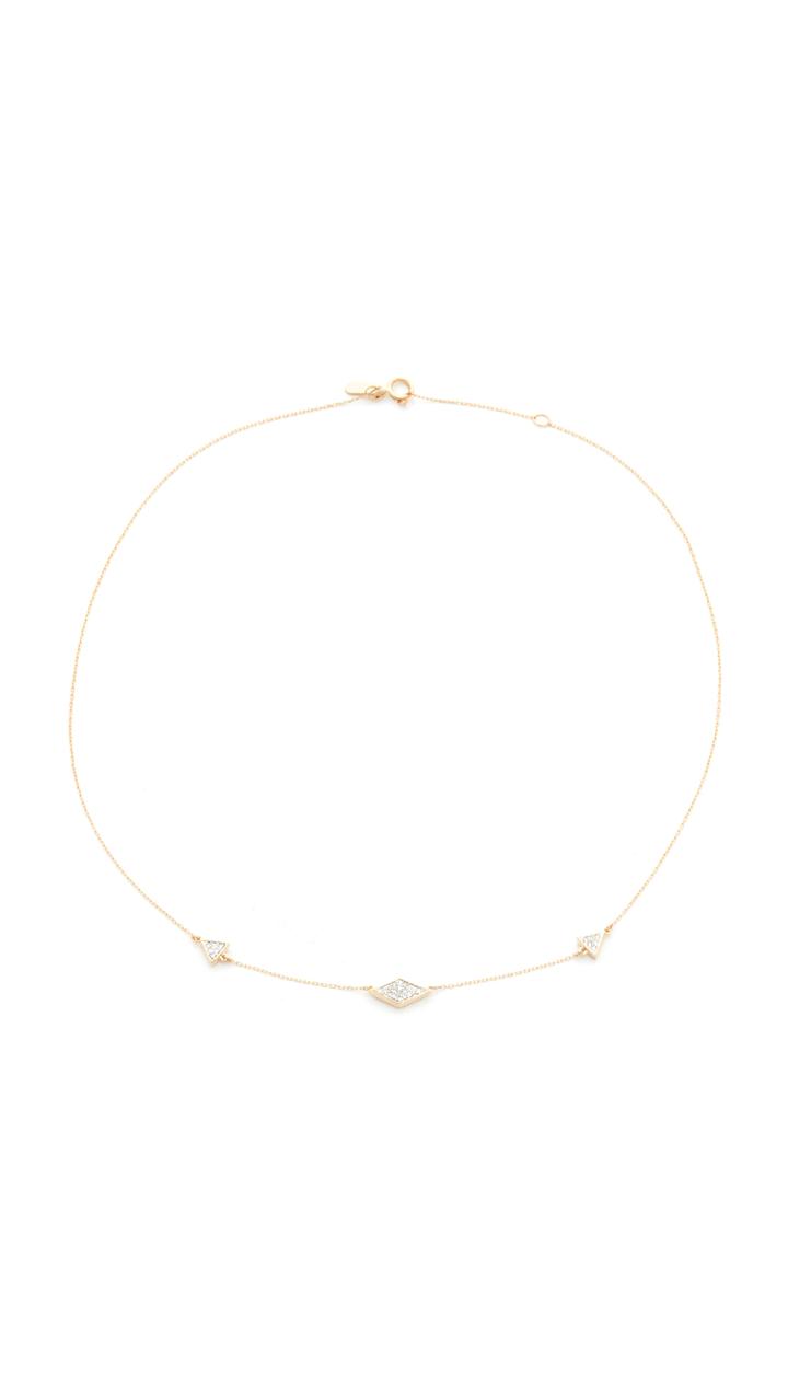 Adina Reyter 14k Gold Pave Triangle Chain Choker Necklace