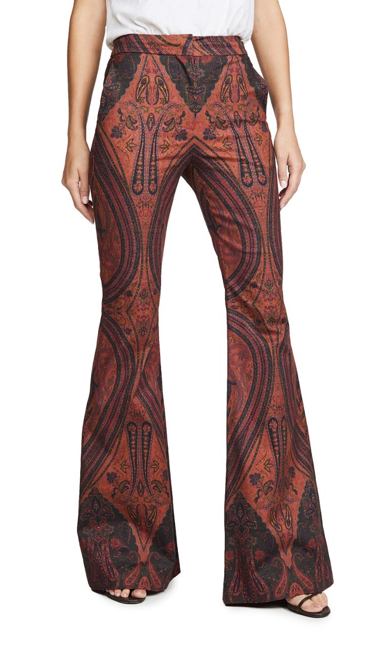 Adam Lippes Printed High Waisted Flare Pants