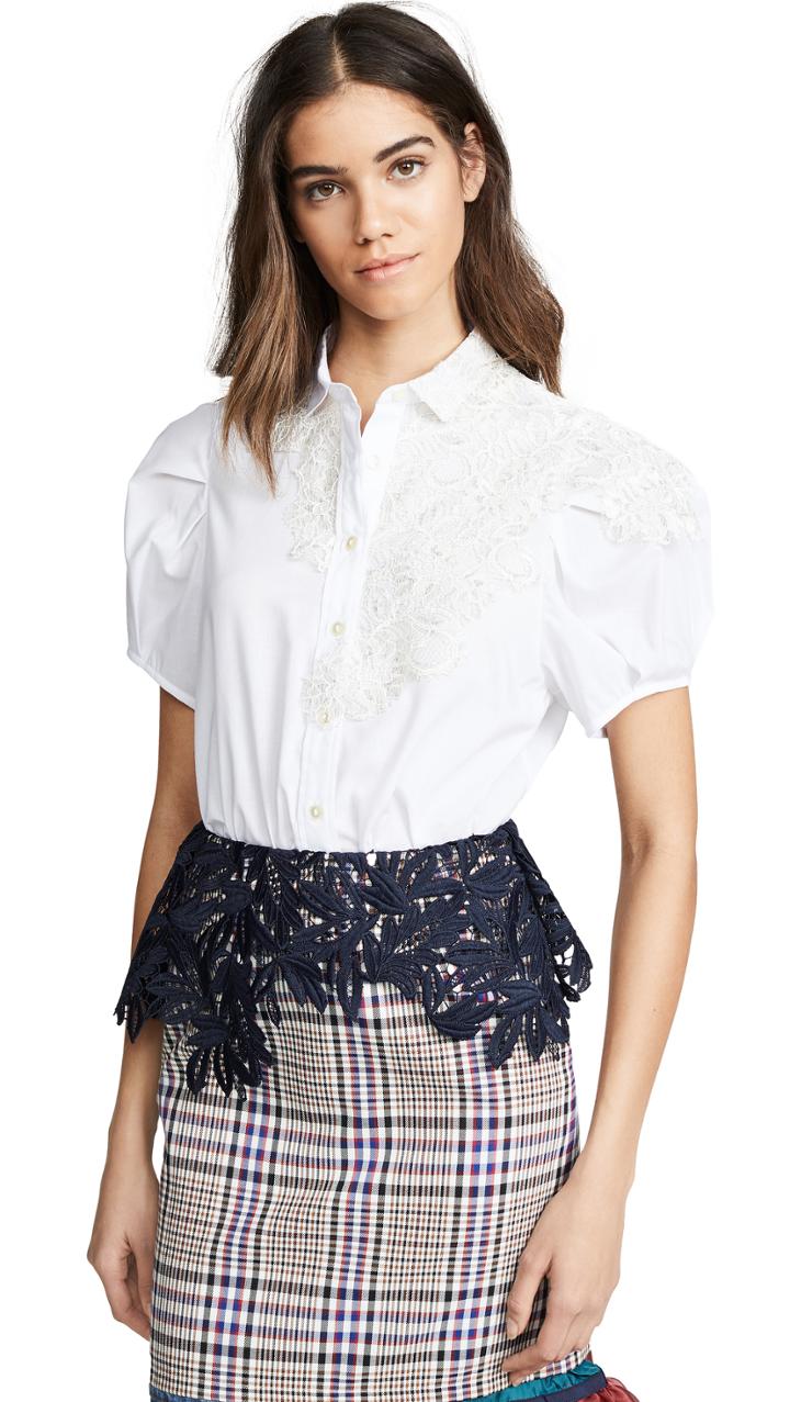 Kolor Lace Inset Collared Top