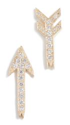 Established 18k Gold Broken Arrow Diamond Stud Earrings