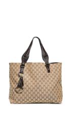 What Goes Around Comes Around Gucci Brown Canvas Icon Bit Tote