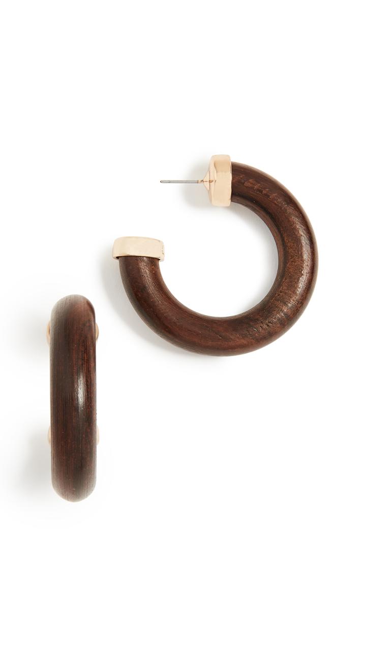 Kenneth Jay Lane Wood Large Hoop Earrings