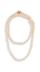 What Goes Around Comes Around Chanel Gold Pearl Turnlock Long Necklace