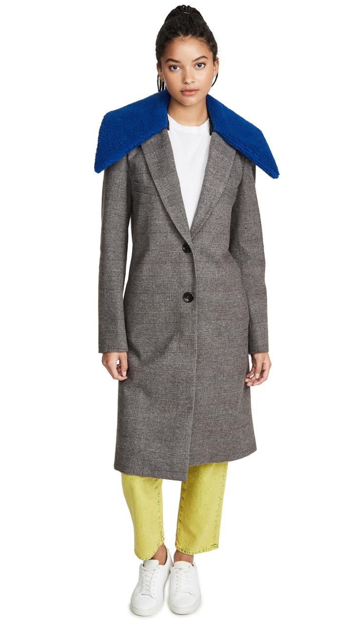 Tibi Labcoat With Removable Faux Fur Collar