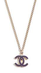 What Goes Around Comes Around Chanel Purple Enamel Cc Necklace