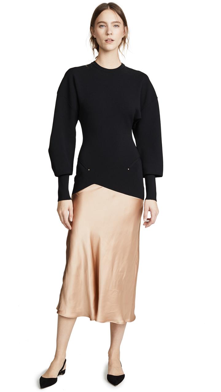 Esteban Cortazar Capri Knit Contrast Circle Bomber Dress