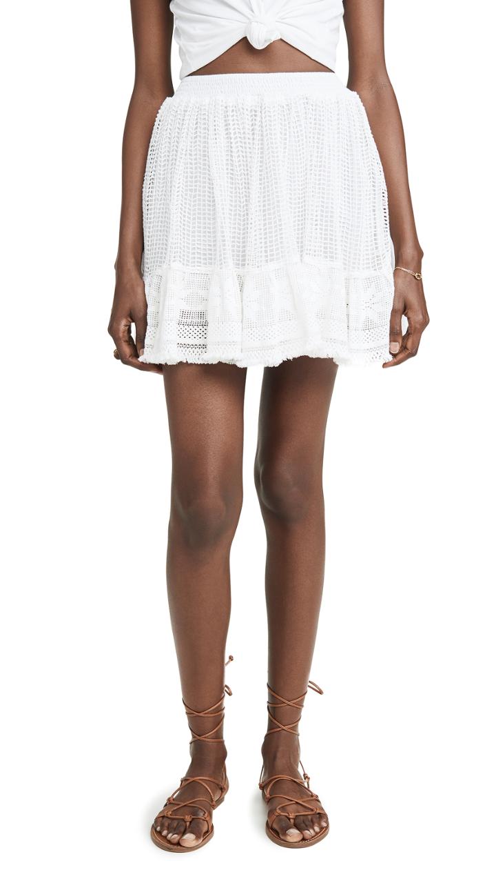 Place Nationale La Bléone Grid Lace Tiered Miniskirt