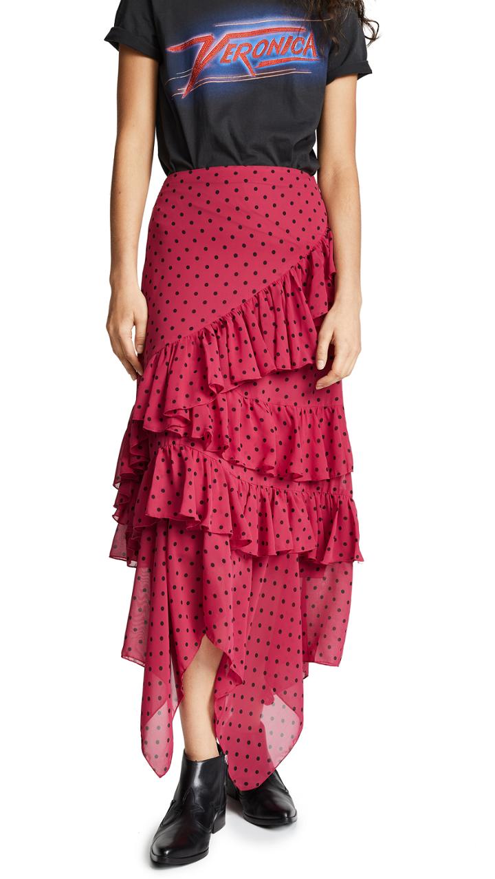 Valencia Vine Asymmetrical Ruffle Skirt